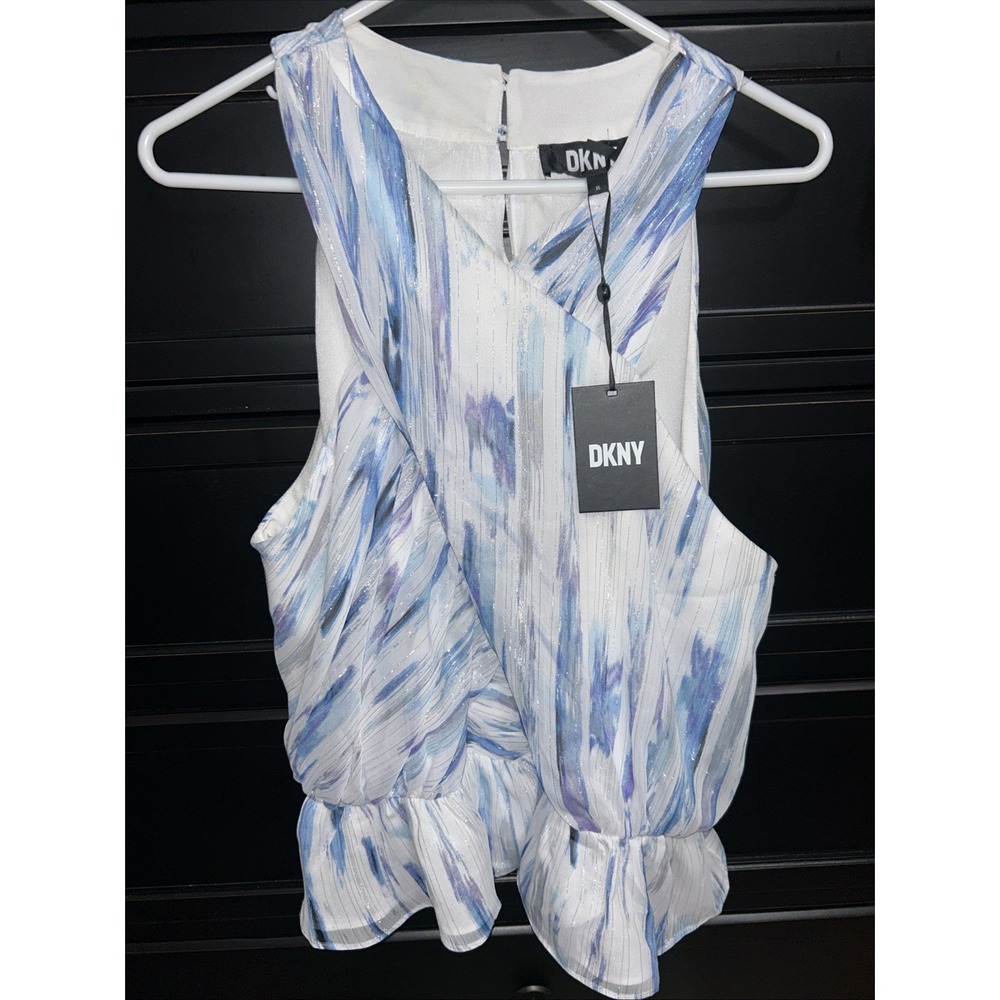DKNY Printed Chiffon Halter Neck Top Size‎ XL New With Tags Retail Price $89